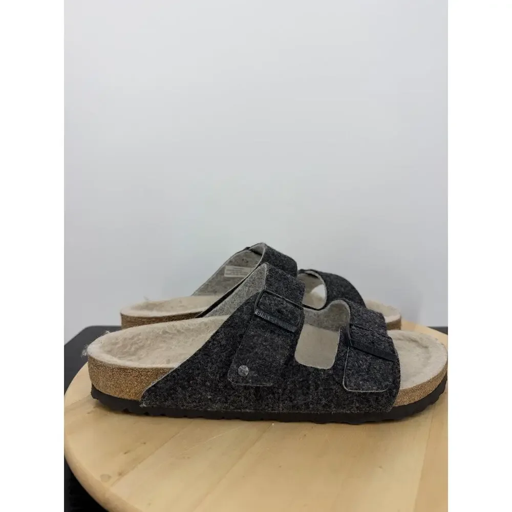 Birkenstock Arizona Rivet Wool Felt Doubleface Gray Sandals Mens 9 Ladies 11